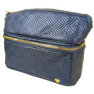 PurseN Heat Resistant Stylist Travel Case Greek Navy Vegan Leather Hair Makeup